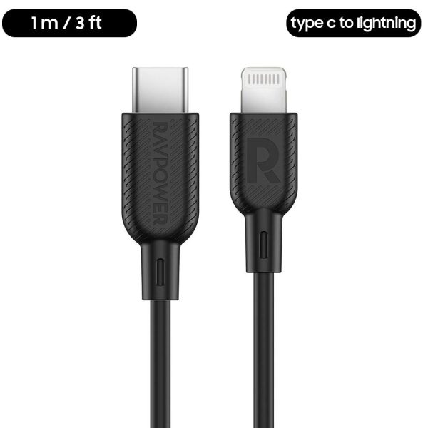 ravpower-cb054-type-c-to-lightning-cable-3-feet usb c to lightning cable 3 feet black cb054 by ravpower