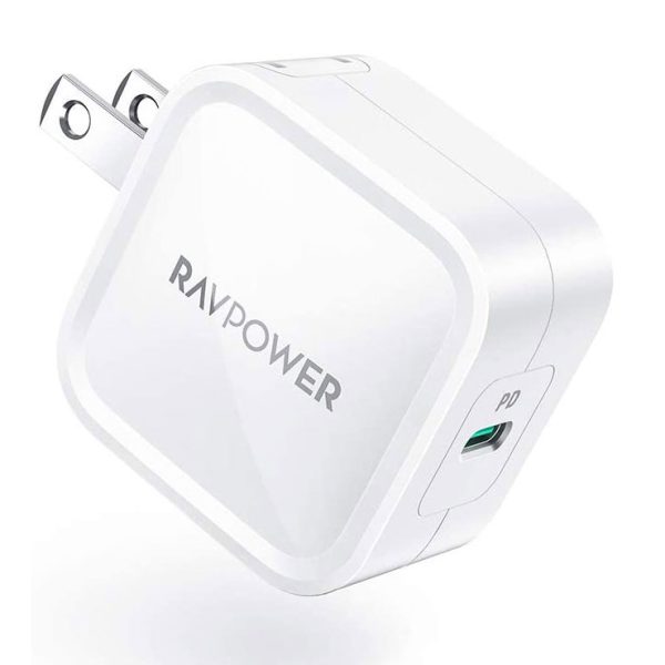 iPhone 12 USB C 30W PD 3.0 Wall Charger GaN Tech Type C Fast Charging Power Delivery Foldable Adapter - RP-PC120 - White - Image 1