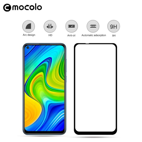 3-1 Redmi Note 9 Glass Protector Full Glue Edge to Edge Tempered - Black - Image 6