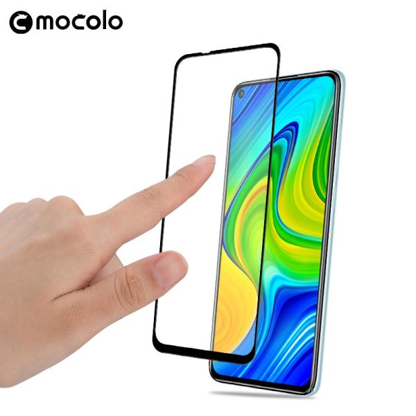 6 Redmi Note 9 Glass Protector Full Glue Edge to Edge Tempered - Black - Image 1
