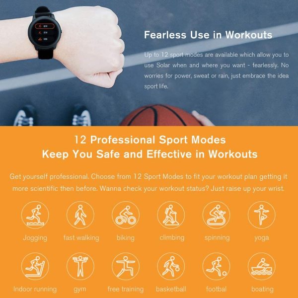 Haylou Solar with 12 Sports Modes Music Control Sports Wristband 24H Heart Rate Monitoring Daily Waterproof Fitness Bracelet - Black - LS05 - Global Version - Image 4