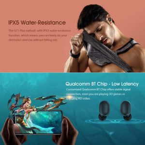 Haylou GT1 Plus aptX True Wireless Earbuds BT 5.0 with IPX5  - Black - Image 6