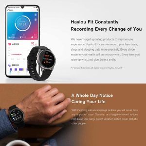 Haylou Solar with 12 Sports Modes Music Control Sports Wristband 24H Heart Rate Monitoring Daily Waterproof Fitness Bracelet - Black - LS05 - Global Version - Image 3