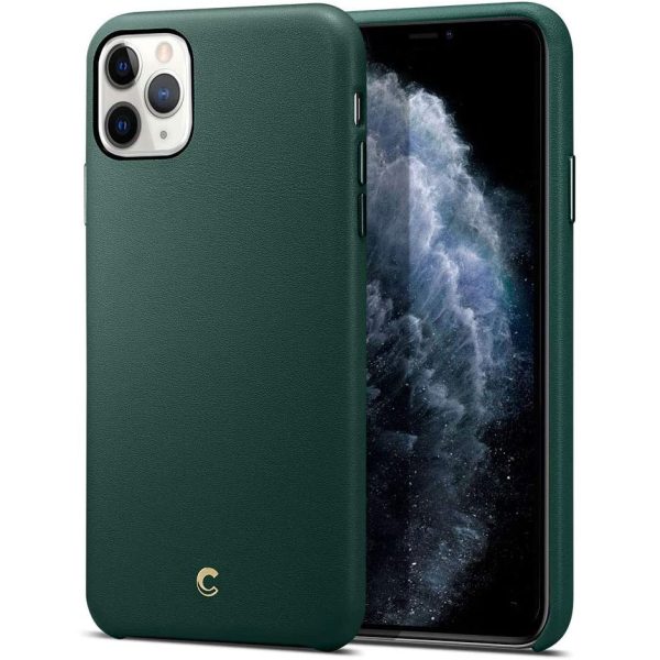 11-pro-max-forest-green-leather-case iPhone 11 Pro Max Case Basic Leather Case by CYRILL by Spigen - Forest Green - 075CS27172 - Image 1