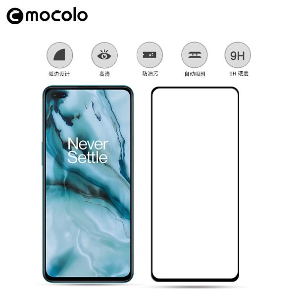 OnePlus Nord Full Glue 3D Edge to Edge Tempered Glass - Black by Mocolo - Image 4