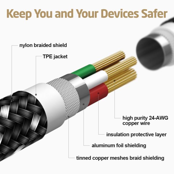 USB A to Lightning Cable MFi Certified Nylon Braided by ESR - 6 Feet - Black - Image 5