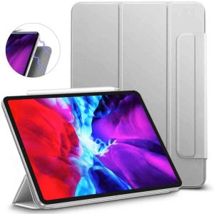 iPad Pro 12.9 2020 Rebound Magnetic Smart Case Convenient Magnetic Attachment Supports Pencil Pairing & Charging - Silver Gray also iPad Pro 12.9 2018