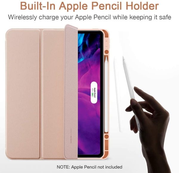 iPad Pro 12.9" 2020 Rebound Pencil Case Convenient Pencil Holder & Soft Flexible TPU Back Cover - Rose Gold also iPad Pro 12.9" 2019 - Image 10