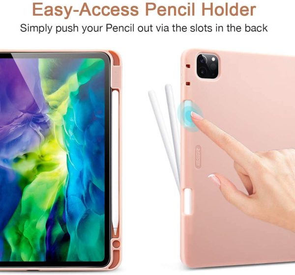 iPad Pro 11 2020 Rebound Pencil Case Convenient Pencil Holder & Soft Flexible TPU Back Cover - Rose Gold also iPad Pro 11 2018 - Image 2