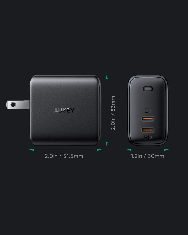 AUKEY Omnia 65W 2-Port Fast Charger Foldable USB C Wall Charger  -PA-B4 - Image 2