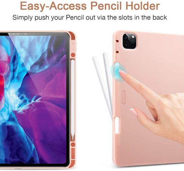 iPad Pro 12.9" 2020 Rebound Pencil Case Convenient Pencil Holder & Soft Flexible TPU Back Cover - Rose Gold also iPad Pro 12.9" 2019 - Image 2