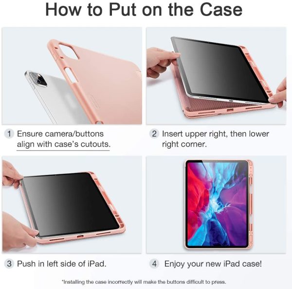 iPad Pro 12.9" 2020 Rebound Pencil Case Convenient Pencil Holder & Soft Flexible TPU Back Cover - Rose Gold also iPad Pro 12.9" 2019 - Image 4