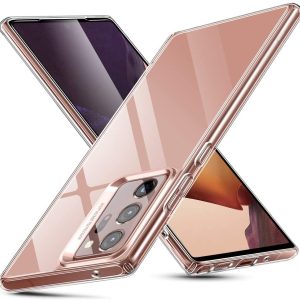 Galaxy Note 20 Ultra Echo Glass Back Case Ice Shield Scratch Resistant Tempered Glass Flexible Frame – Crystal Clear