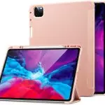 iPad Pro 12.9" 2020 Rebound Pencil Case Convenient Pencil Holder & Soft Flexible TPU Back Cover - Rose Gold also iPad Pro 12.9" 2019