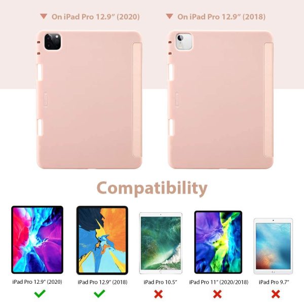 iPad Pro 12.9" 2020 Rebound Pencil Case Convenient Pencil Holder & Soft Flexible TPU Back Cover - Rose Gold also iPad Pro 12.9" 2019 - Image 6