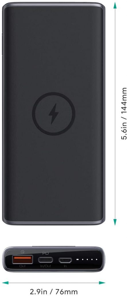Aukey 18W Wireless Charging Powerbank PD QC 3.0 10000mAh - PB-Y32 - Black - Image 5