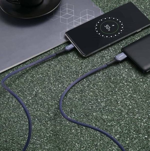 6kHi8iYo1582695915-615x621 Aukey USB A To USB C Quick Charge 3.0 Cable-6.6ft - CB-AKC2 - Black - Image 2