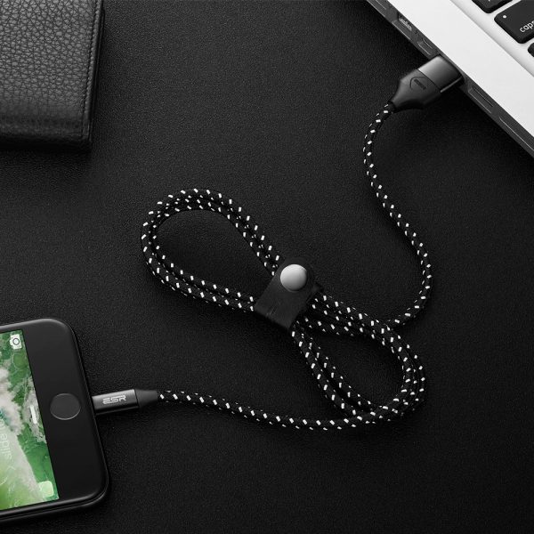USB A to Lightning Cable MFi Certified Nylon Braided by ESR - 6 Feet - Black - Image 7