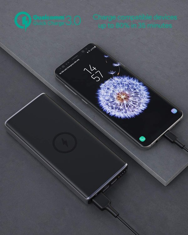 Aukey 18W Wireless Charging Powerbank PD QC 3.0 10000mAh - PB-Y32 - Black - Image 2