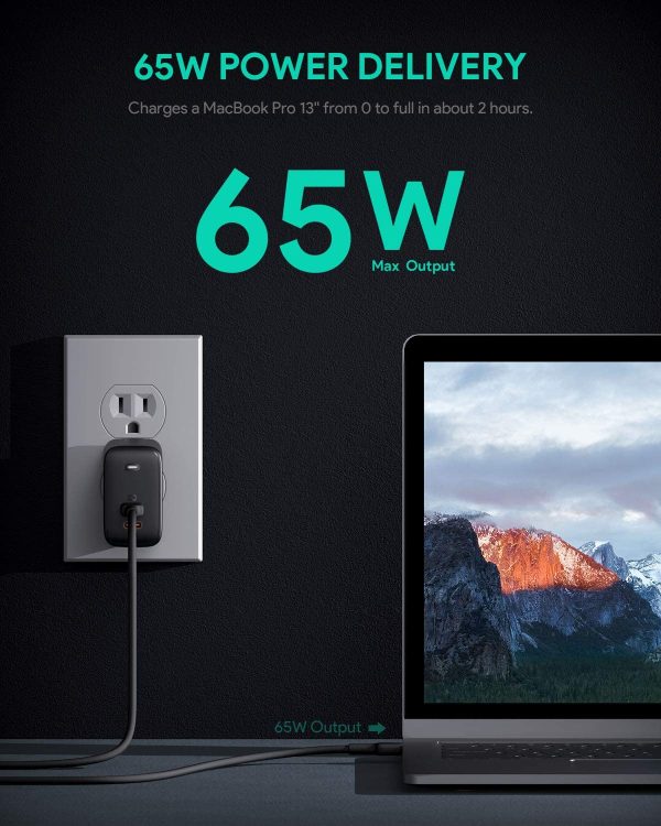 AUKEY Omnia 65W 2-Port Fast Charger Foldable USB C Wall Charger  -PA-B4 - Image 7