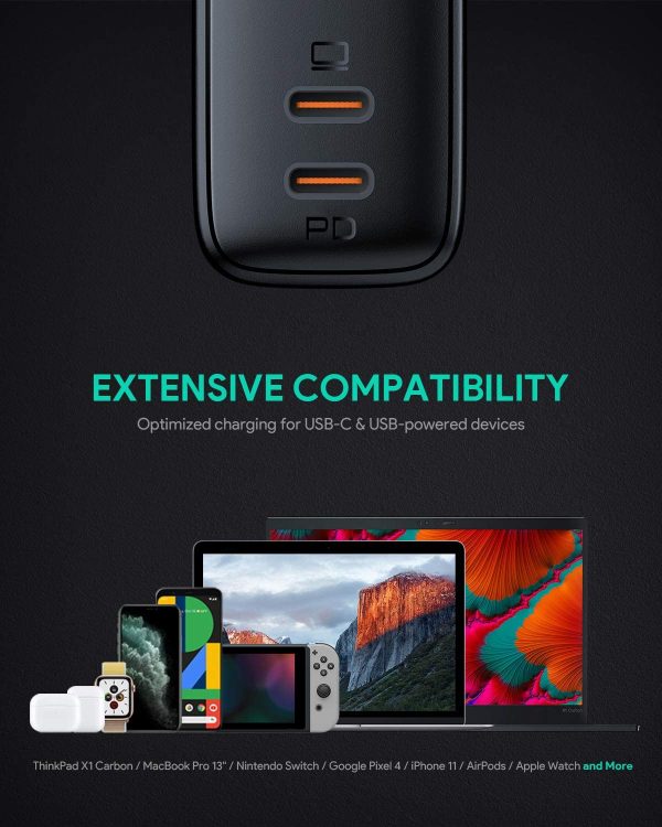 AUKEY Omnia 65W 2-Port Fast Charger Foldable USB C Wall Charger  -PA-B4 - Image 5
