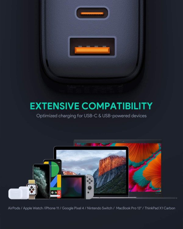 71ZN23YwwGL._AC_SL1500_ AUKEY Omnia 65W Fast Charger Dual Port USB C PD 3.0 Plus USB A Wall Charger - Black  - PA-B3 - UK Plug - Image 4