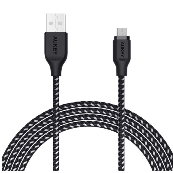 Aukey Braided Nylon Micro USB Cable 3.95ft -CB-AM1-Black - Image 4