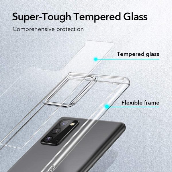 Galaxy Note 20 Echo Glass Back Case Scratch Resistant Tempered Glass Flexible Frame – Crystal Clear - Image 4