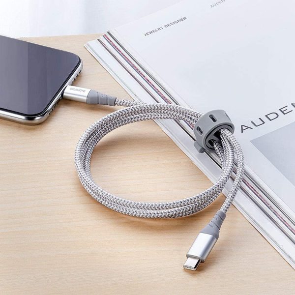 USB C to Lightning Cable MFi Certified Nylon Braided by ESR - 3 Feet - Silver - Image 7