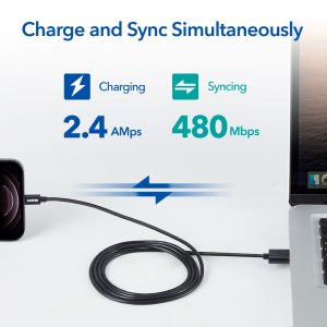 USB A to Lightning Cable MFi Certified TPE Based by ESR - 3 Feet - Black - Image 2