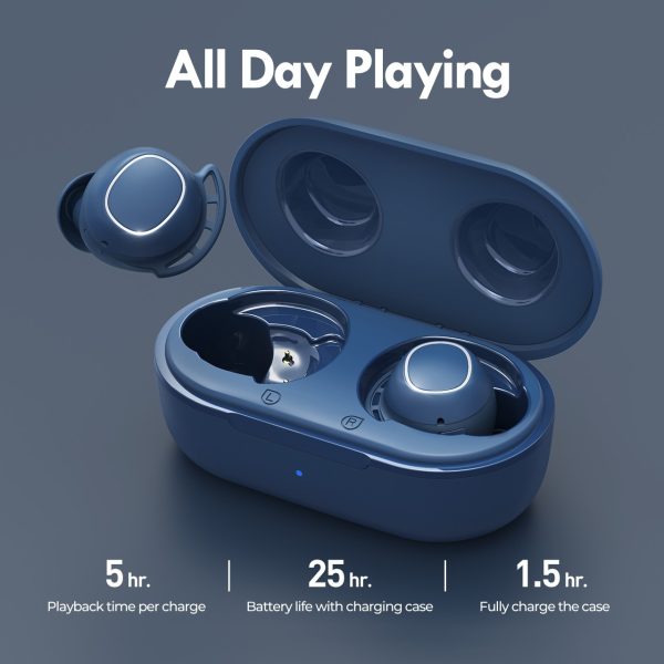Mpow M30 in-Ear Bluetooth Earbuds with 25 Hrs Battery & USB-C Charging Case - Ocean Blue - Image 3