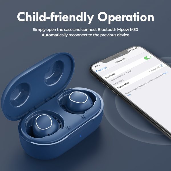 Mpow M30 in-Ear Bluetooth Earbuds with 25 Hrs Battery & USB-C Charging Case - Ocean Blue - Image 7