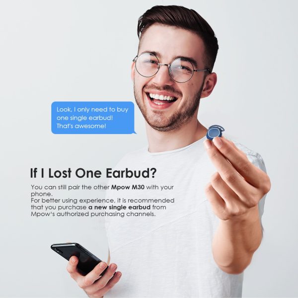 Mpow M30 in-Ear Bluetooth Earbuds with 25 Hrs Battery & USB-C Charging Case - Ocean Blue - Image 9