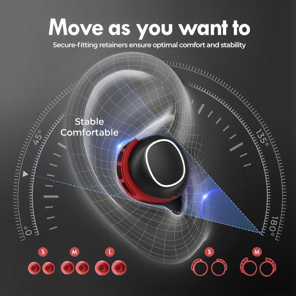 Mpow M30 in-Ear Bluetooth Earbuds with 25 Hrs Battery & USB-C Charging Case - Black n Red - Image 2