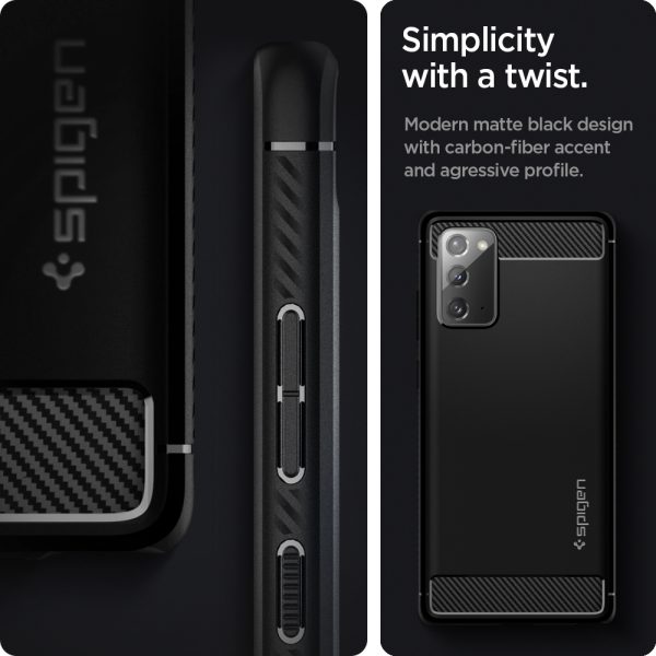 Galaxy Note 20 Rugged Armor Case by Spigen  ACS01417 - Matte Black - Image 3