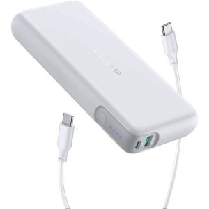 Portable Charger RAVPower 20000mAh 60W PD 3.0 USB C Power Bank for Laptop & Phones Charging - RP-PB201 - White