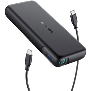Portable Charger RAVPower 20000mAh 60W PD 3.0 USB C Power Bank for Laptop & Phones Charging - RP-PB201 - Black