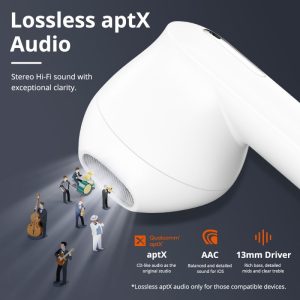 Tronsmart Onyx Ace True Wireless Earbuds with aptX Technology & Quad Mic Setup for Crystal Clear Calls - White - Image 6
