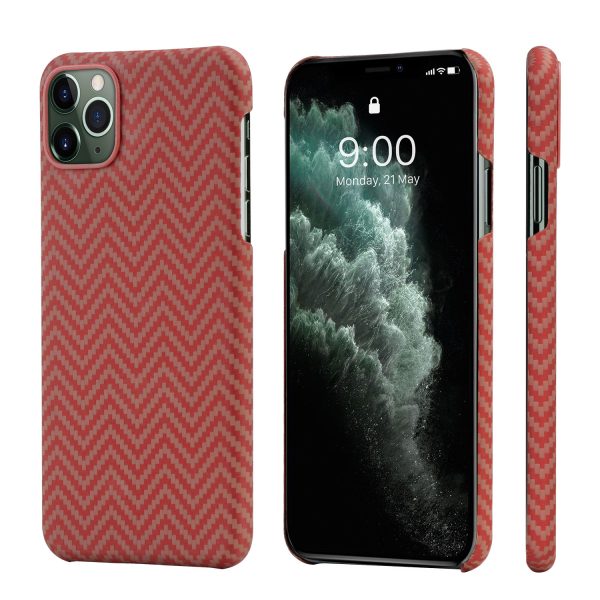0 iPhone 11 Pro Aramid MagEZ Case by PITAKA - Red / Orange Herringbone - Image 1