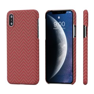 iPhone XS Max Aramid MagEZ Case by PITAKA - Red Orange Herringbone
