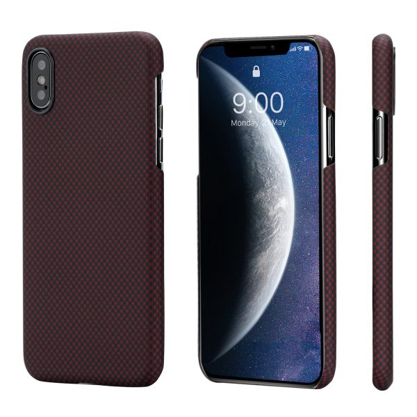 iPhone XS Max Aramid MagEZ Case by PITAKA - Black Red Plain - Image 1