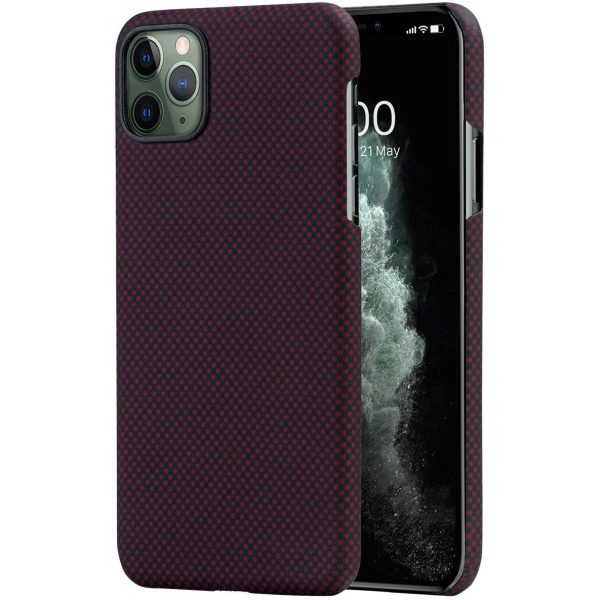 iPhone 11 Pro Aramid MagEZ Case by PITAKA - Black / Red Plain - Image 1