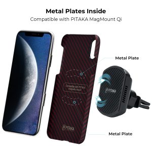 iPhone XS Max Aramid MagEZ Case by PITAKA - Black / Red Twill - Image 2