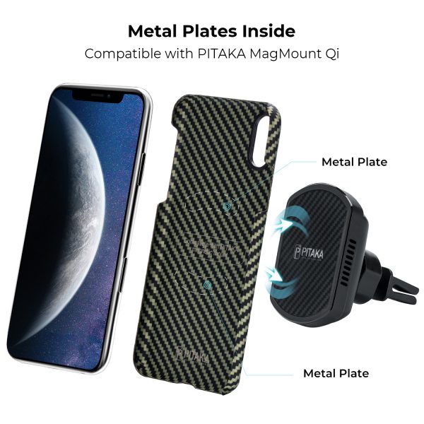 iPhone XS Aramid MagEZ Case by PITAKA - Black / Yellow Twill - Image 9