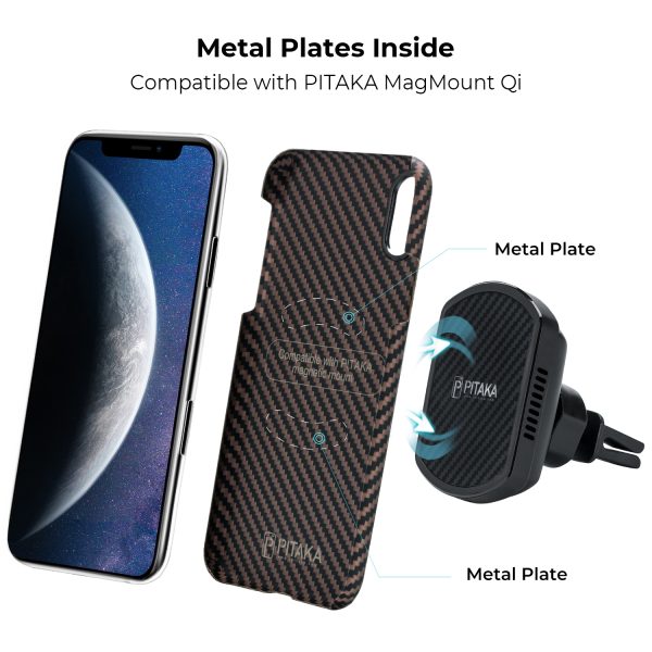 iPhone XS Max Aramid MagEZ Case by PITAKA - Black / Gold Twill - Image 2