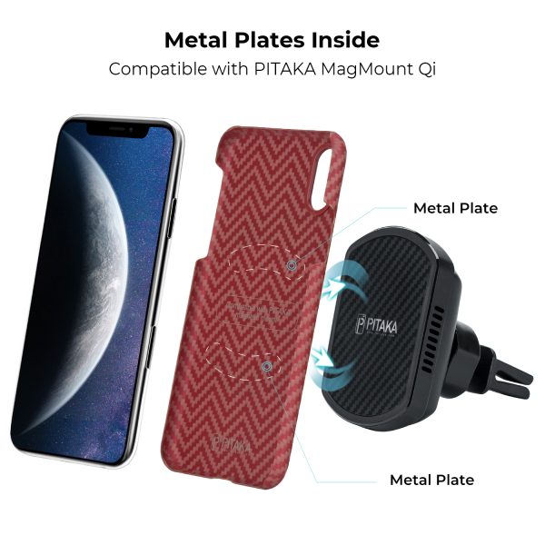 iPhone XS Max Aramid MagEZ Case by PITAKA - Red Orange Herringbone - Image 2