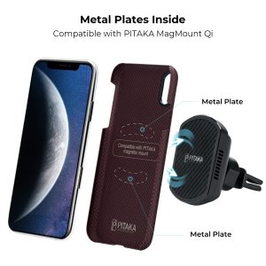 iPhone XS Aramid MagEZ Case by PITAKA - Black / Red Plain - Image 9