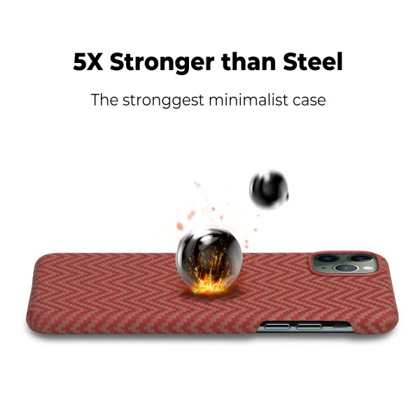 iPhone 11 Pro Aramid MagEZ Case by PITAKA - Red / Orange Herringbone - Image 5
