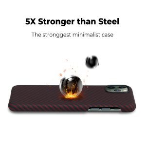 iPhone XS Aramid MagEZ Case by PITAKA - Black / Red Twill - Image 4