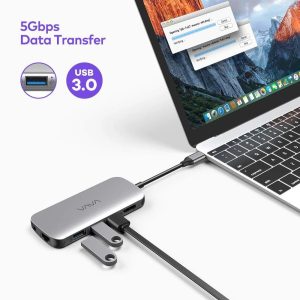 VAVA USB C Hub, 9-in-1 USB C Adapter with 4K HDMI, 1Gbps RJ45 Ethernet Port, USB 3.0, SD/TF Card Reader, 100W PD Charging Port - Space Gray - VA-UC016 - Image 3